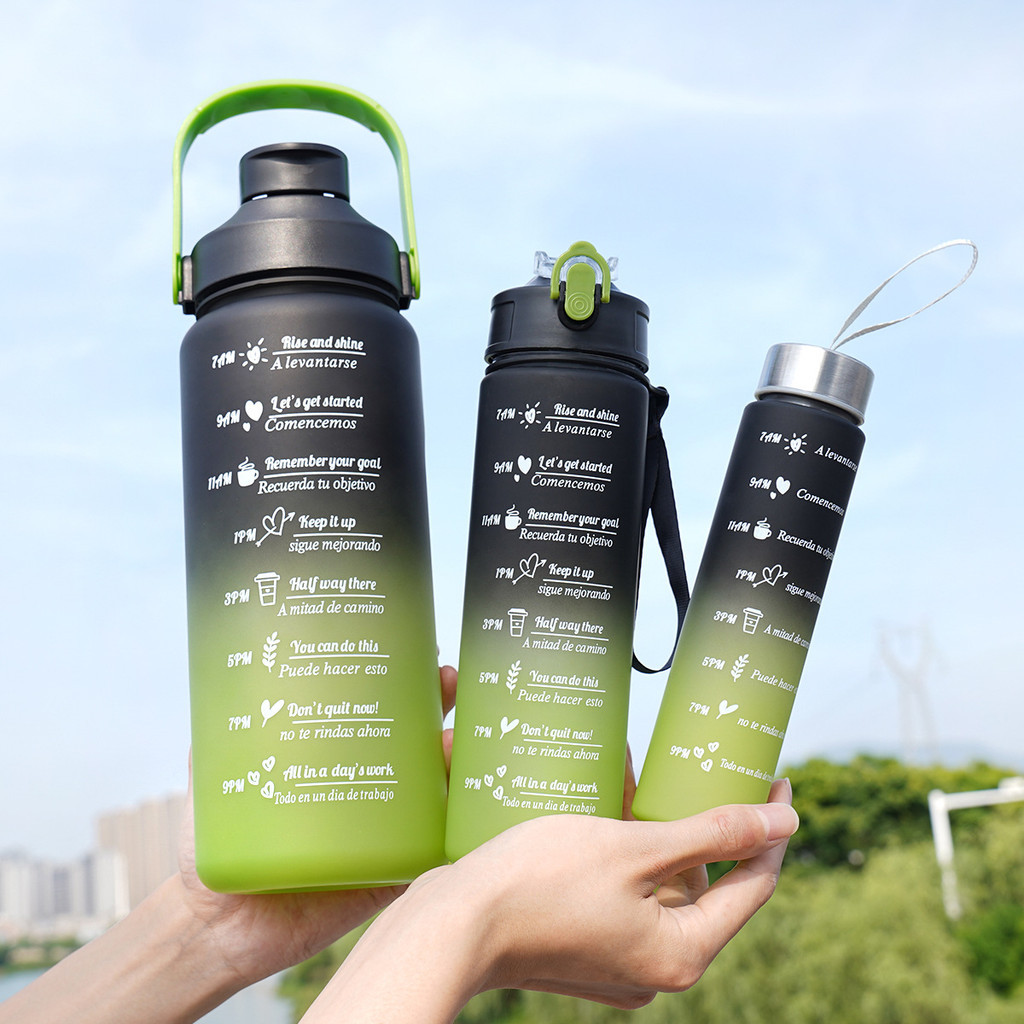 1 ชิ้น/3 ชิ้น, ชุดขวดน้ําสร้างแรงบันดาลใจความจุขนาดใหญ่ - 2000ML+800ML+300ML, BPA-Free, วัสดุ PC ทนทาน, แบบพกพา, ป้องกันการรั่วซึม, ถ้วยน้ํากีฬา