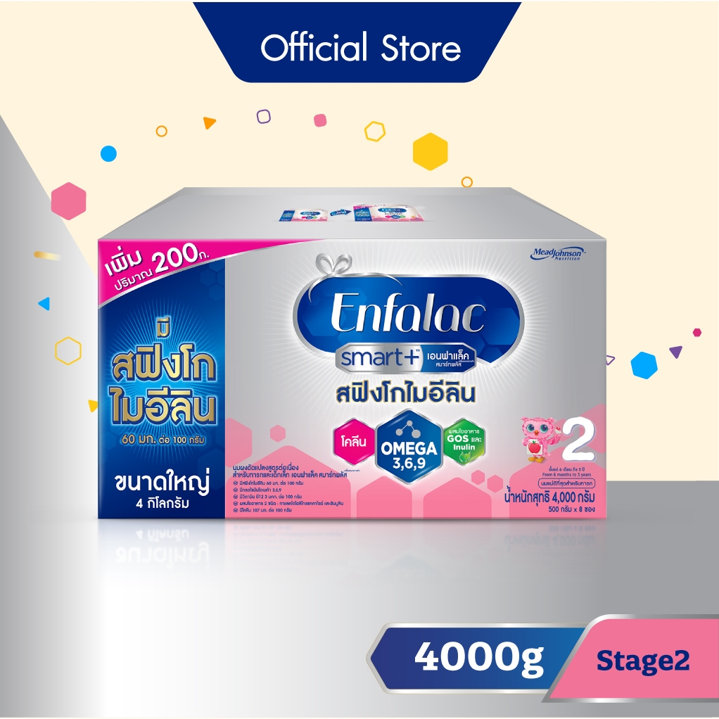 ซื้อ เอนฟาแล็ค สมาร์ทพลัส สูตร 2 สำหรับ เด็กแรกเกิด อายุ 6 เดือน - 3 ปี 3800 กรัม