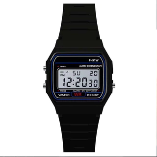 F91W นาฬิกาดิจิตอล Retro LED Luminous นาฬิกาควอทซ์ Unisex นาฬิกาข้อมือกีฬา