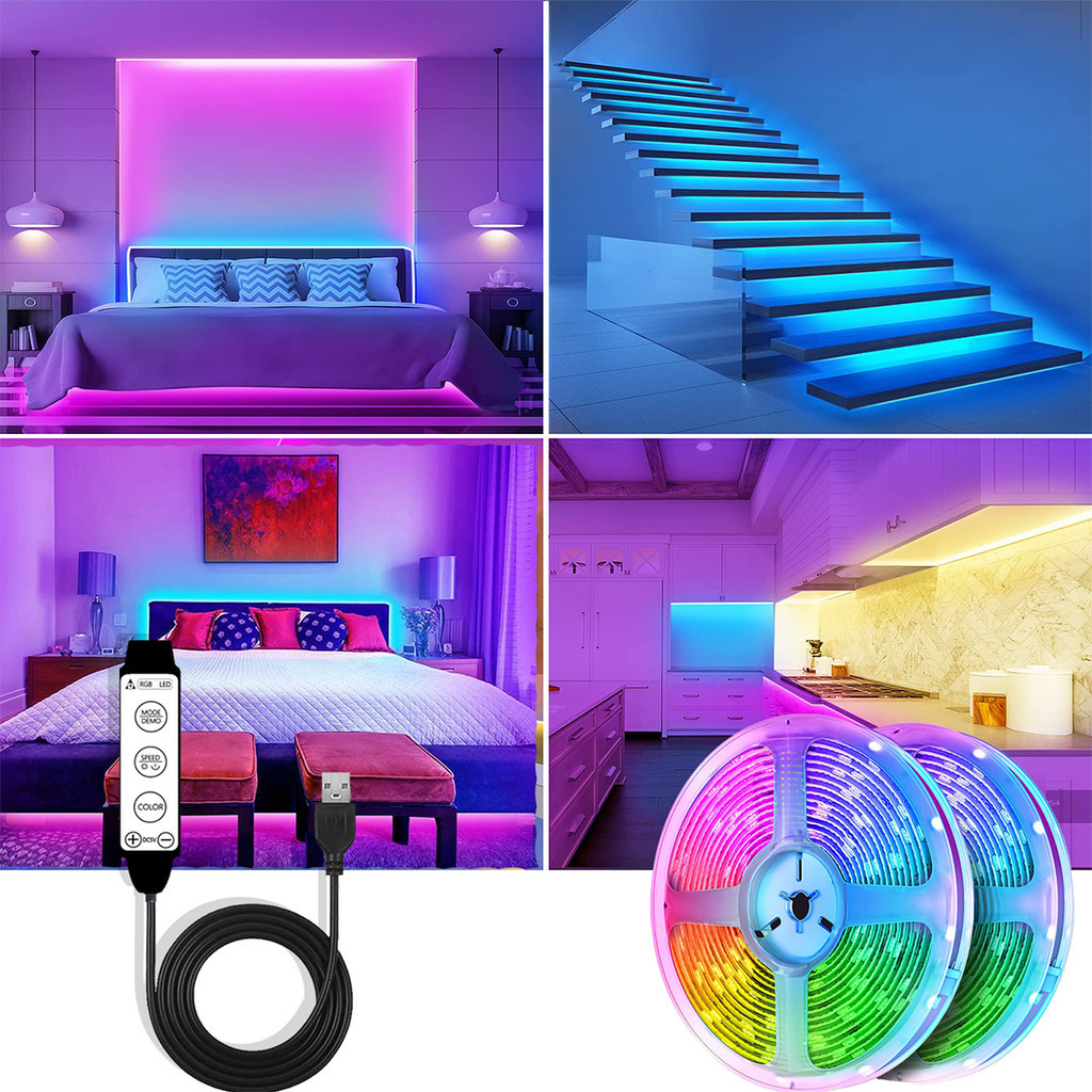 5v RGB 1 M/2 M/3 M/5 M 3 ปุ่มควบคุม LED light strip LED backlight USB RGB strip เปลี่ยนสีแถบแสงห้องนั่งเล่นส่องสว่างตกแต่งทีวีคอมพิวเตอร์ห้องนอน night light