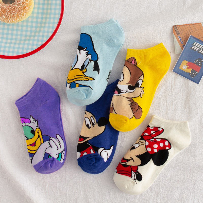 ถุงเท้าข้อสั้น ลายการ์ตูน Disney Mickey Donald น่ารัก สําหรับผู้หญิง และผู้ชาย