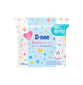 D-nee ดีนี่ สำลีแผ่นรีดขอบ 150 แผ่น x1 ผลิตจากใยฝ้ายบริสุทธิ์ 100