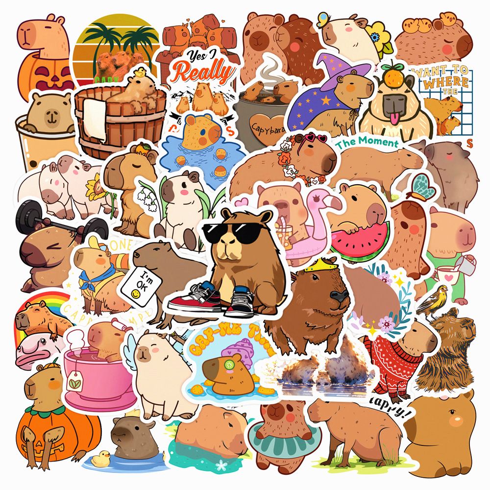 50ชิ้นการ์ตูนน่ารักหนูตะเภาชุดสติ๊กเกอร์กราฟฟิตีเหมาะสําหรับแล็ปท็อปหมวกกันน็อคสก์ท็อปถ้วยน้ําตกแต่งกันน้ําทําเองคู่มือสติ๊กเกอร์แพ็ค