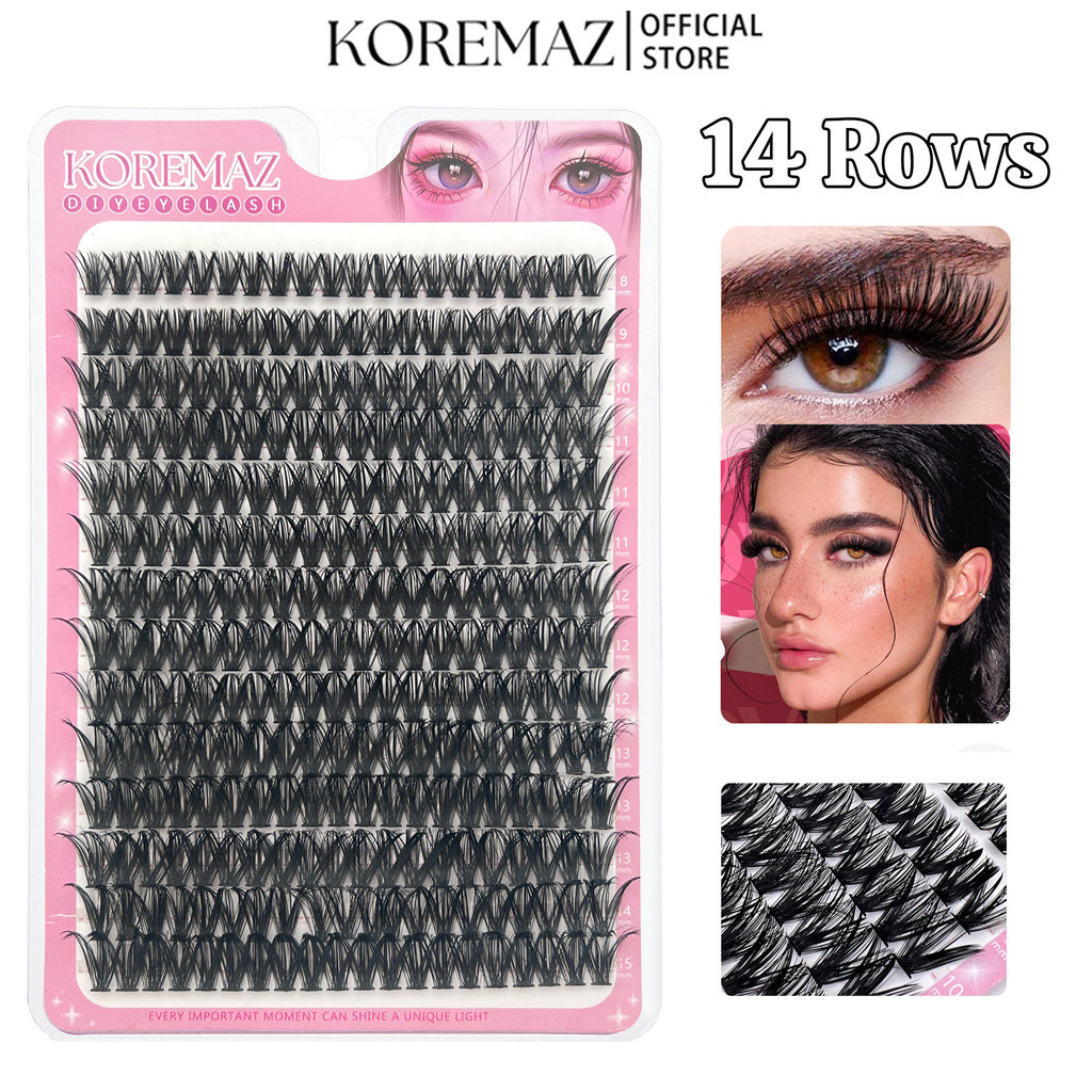 Koremaz 14 แถว (280 ชิ้น) DIY Eyelash Extension 30D 40D 50D 60D C/D curl DIY 8-15 มม.ผสม Lashes Extension ชุด