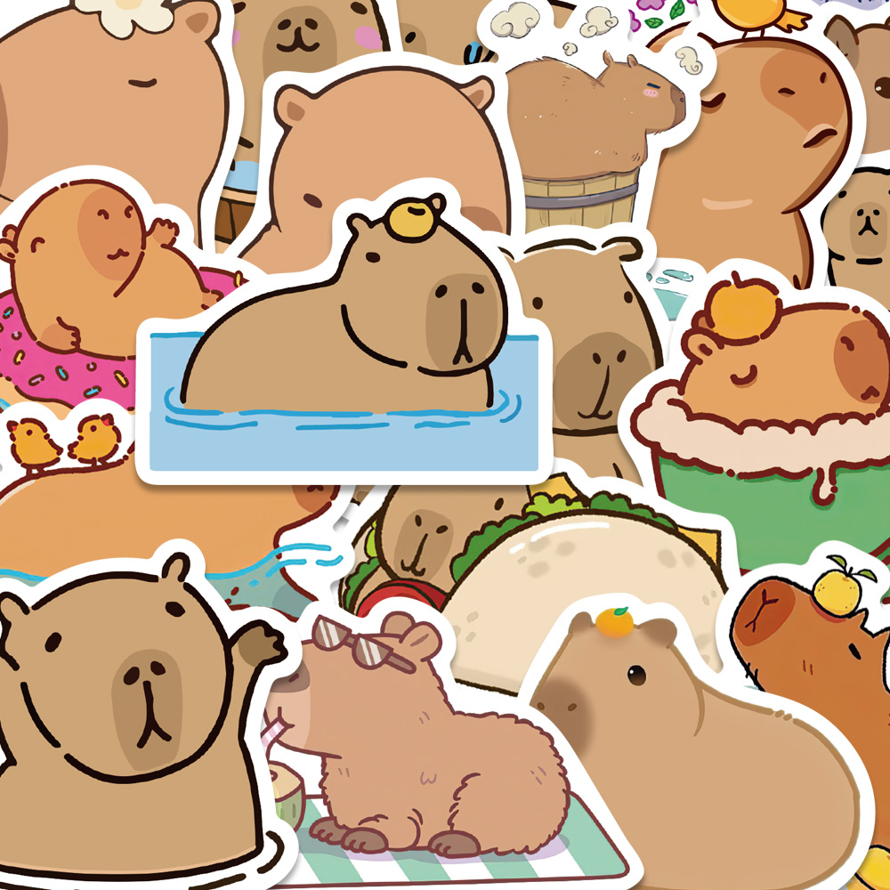 50 ชิ้นน่ารัก Kapybara สติ๊กเกอร์ปลาโลมาน้ํา iPad, สมุดมือ, รถจักรยานยนต์, กีต้าร์, สติ๊กเกอร์ตกแต่ง