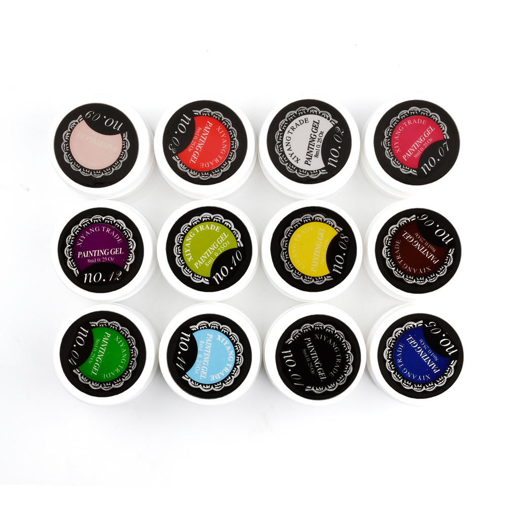 เซตสีเจลเพ้นท์ ชุดยาทาเล็บเจล 12 สี สําหรับผู้เริ่มต้น เจลสำหรับเพ้นท์ สีเพ้นท์เจล สีเนื้อเข้มข้น เส้นชัดสวย งานคมกริบ