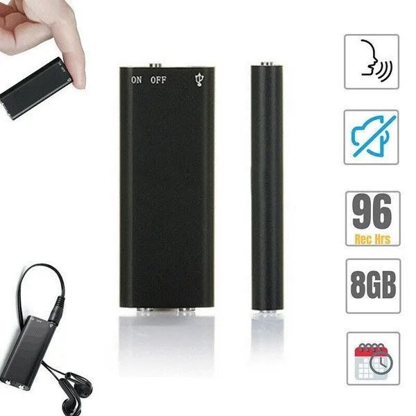 เครื่องบันทึกเสียงมืออาชีพ 8GB เสียงดิจิตอล Mini Dictaphone