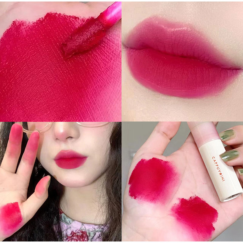 Cappuvini Velvet Lip Glaze ลิปสติกแมตต์กันน้ำ 8 สี สีสันสดใส