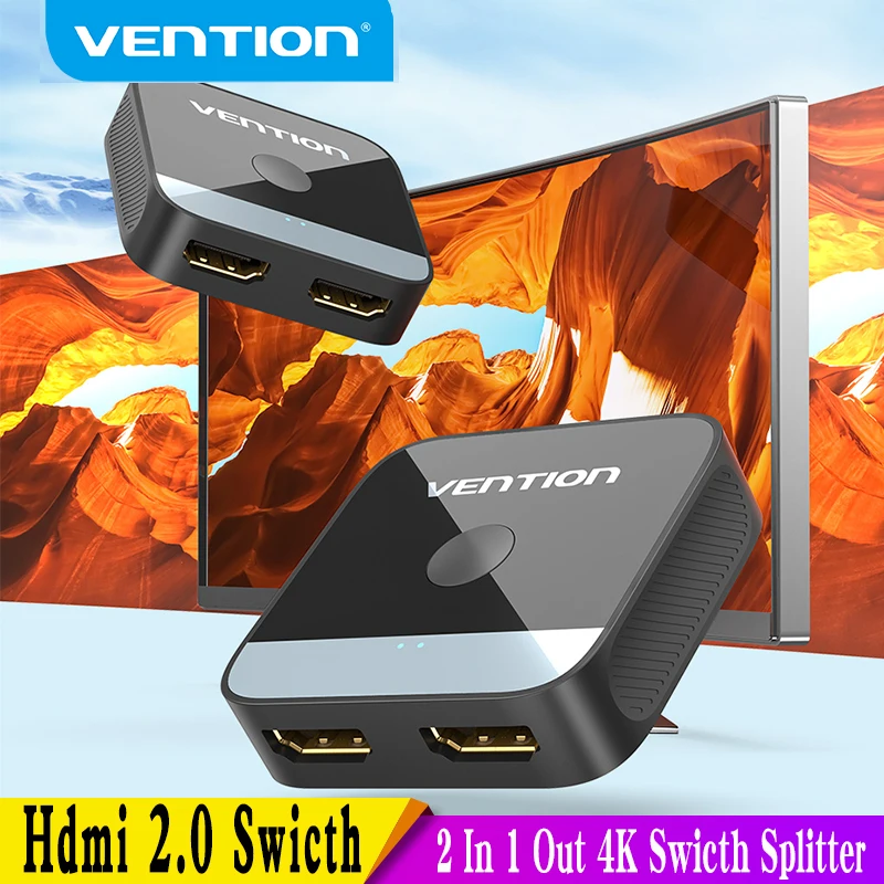 Vention HDMI 2.0 Swict 4K HDMI Switcher 2 in 1 Out สําหรับ Xiaomi Mi Box TV Box PS5/4 เครื่องเล่น Bl