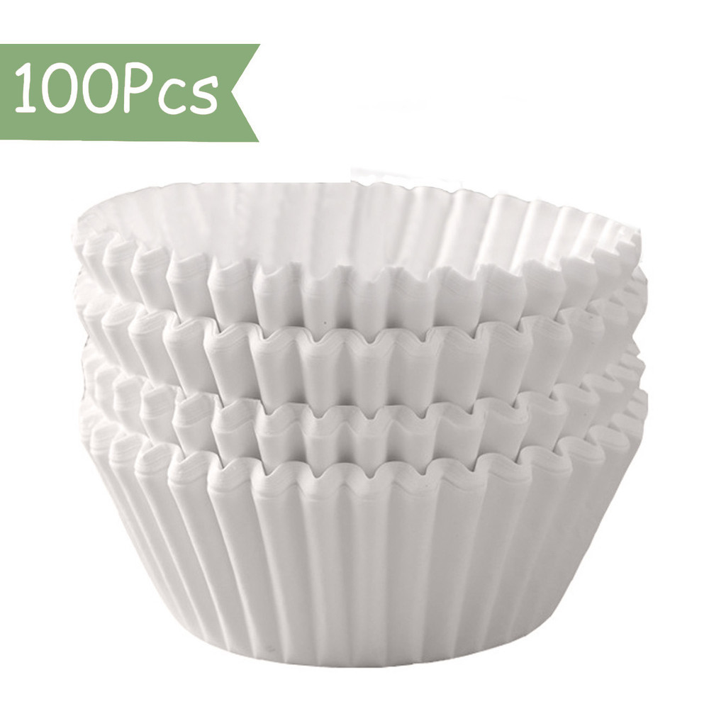 100 ชิ้นสีขาว Mini Cupcake Liners มัฟฟิน Liners ไม่มีกลิ่นขนาดเล็ก Cupcake Wrappers กระดาษเบเกอรี่ถ้วย