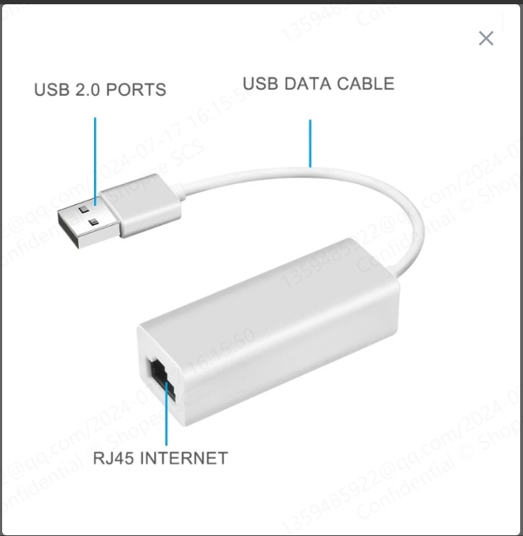 อะแดปเตอร์การ์ดเครือข่ายอีเธอร์เน็ต LAN USB 2.0 เป็น RJ45 10 100Mbps TYPEC สําหรับแล็ปท็อป PC Windows 7 8 10 11
