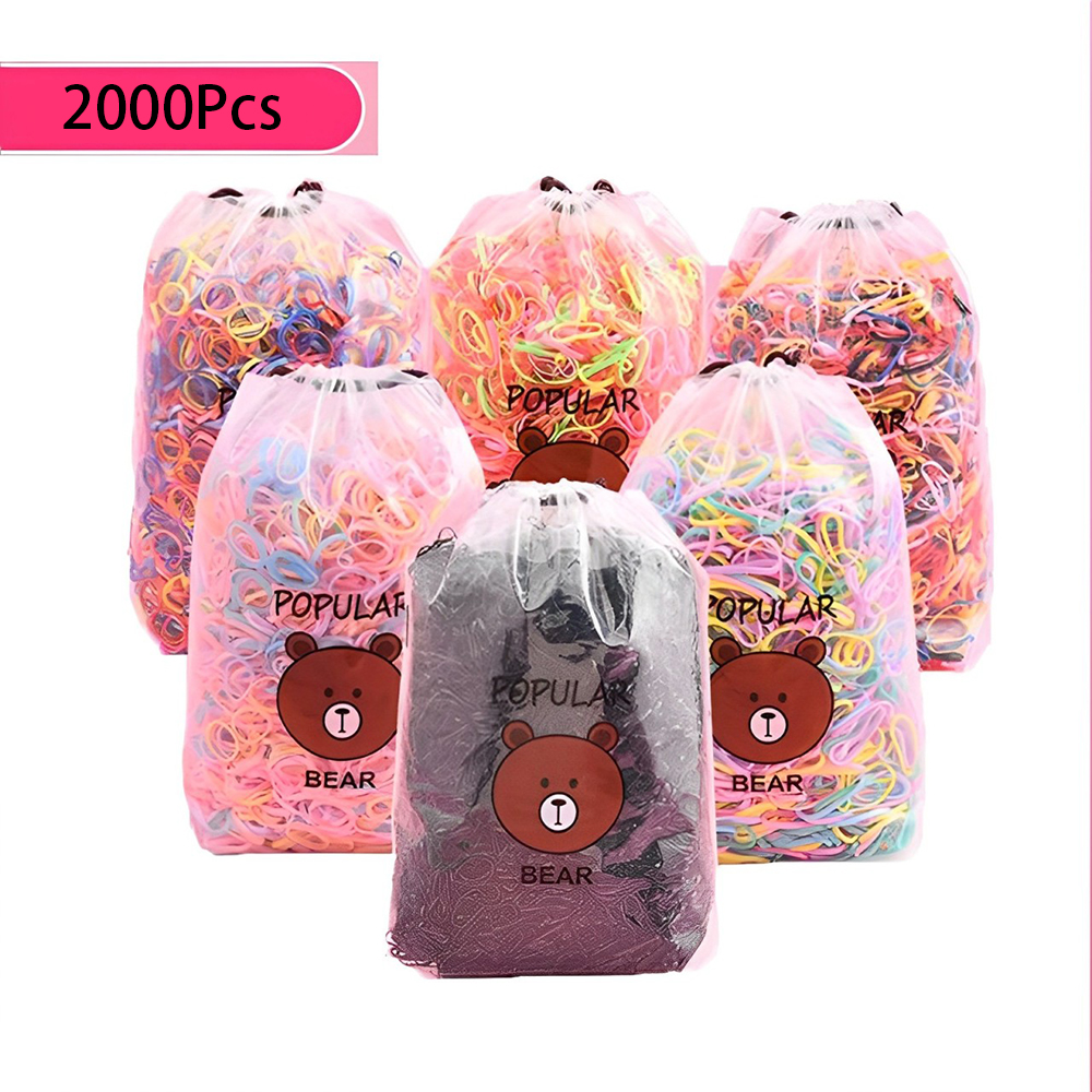 2000 ชิ้น/ถุง [ของขวัญฟรี] ที่คาดผมสีสุ่มสําหรับผู้หญิงที่มีสีสันเด็กผูกผมเครื่องประดับผมน่ารัก