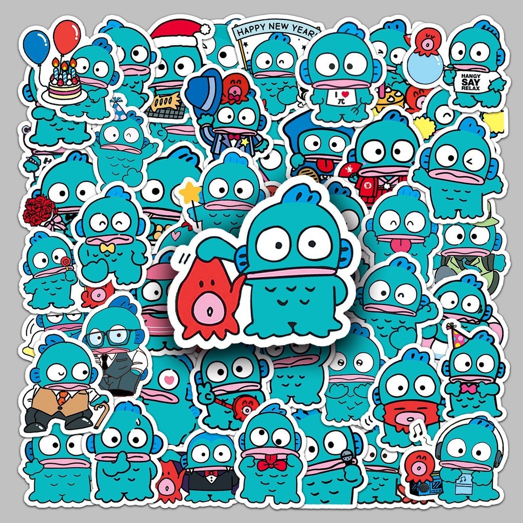 50pcs การ์ตูนอะนิเมะ Sanrio Hangyodon Series Graffiti สติกเกอร์เหมาะสําหรับแล็ปท็อปหมวกนิรภัยเดสก์ท็อปถ้วยน้ําตกแต่งกันน้ํา DIY คู่มือสติกเกอร์ Pack