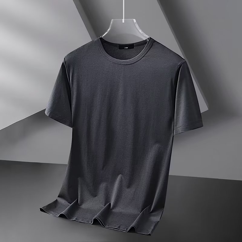 เสื้อยืดผู้ชายสีทึบคอกลมแขนสั้นฤดูร้อนใหม่slim-fitครึ่งแขนbottomingเสื้อเสื้อยืดหลวมแฟชั่นtren