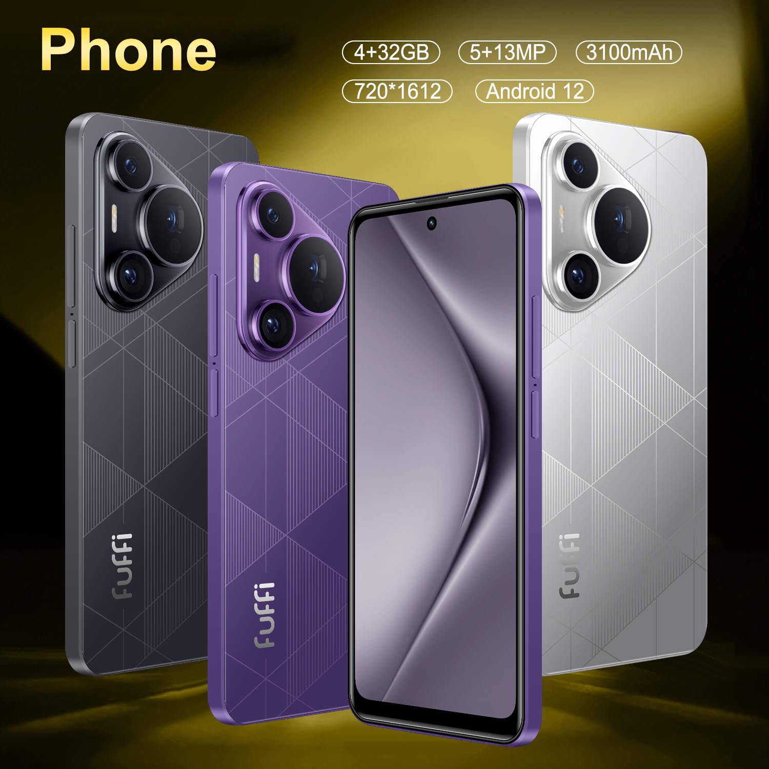 Fuffi 4G Android 12 สมาร์ทโฟน MTK 4GB 32GB 3100mAh โทรศัพท์กล้องคู่