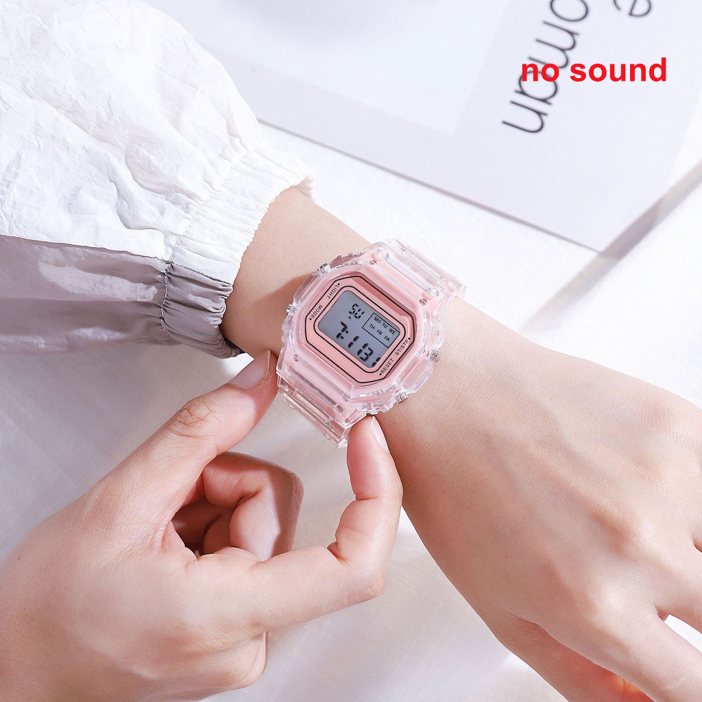 Illunt Life นาฬิกาดิจิตอลกันน้ํา Unisex,สีลูกกวาดนาฬิกาสี่เหลี่ยมเล็กสด ins นาฬิกาอิเล็กทรอนิกส์สําหรับนักเรียนชายและหญิง