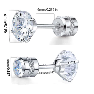 สแตนเลส Cubic Zirconia ต่างหูสตั๊ดสําหรับผู้หญิง 3-7 มม.ประกาย Elegant Party เครื่องประดับงานแต่งงานชุดของขวัญ