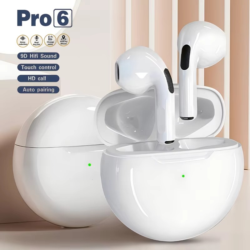 Pro 6 TWS หูฟังไร้สายพร้อมไมโครโฟนชุดหูฟัง Fone หูฟังบลูทูธกีฬาวิ่งหูฟังสําหรับ iPhone Xiaomi Pro6 หูฟัง