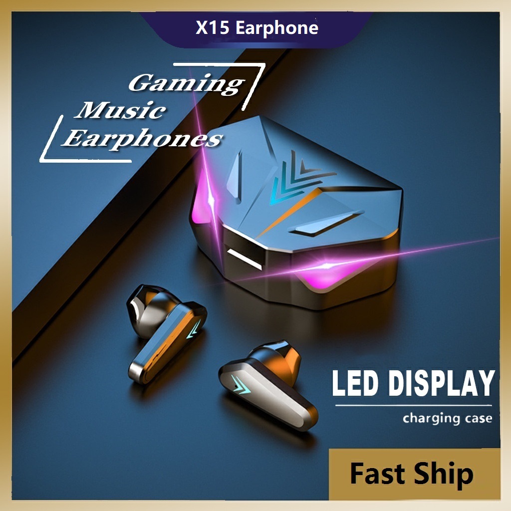 X15 Tws BT หูฟัง IPX4 กันน้ําไร้สายไฮไฟสเตอริโอหูฟังสําหรับเล่นเกมพร้อมไมโครโฟน