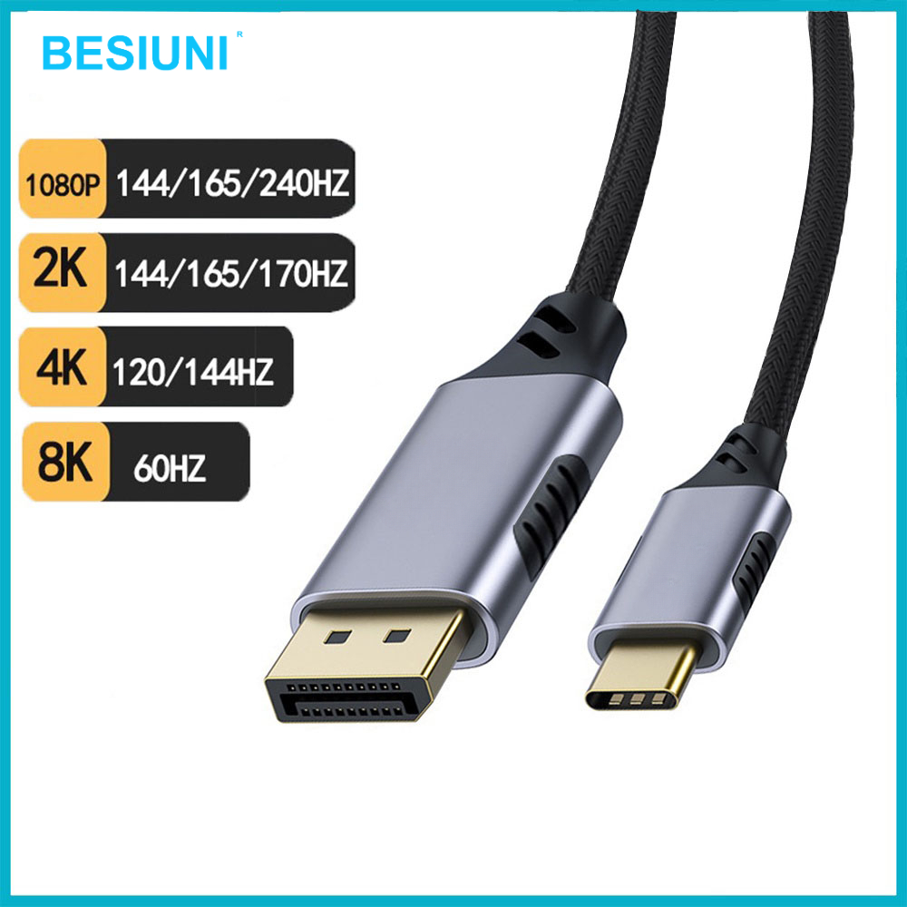 สายแปลง USB C เป็น DisplayPort 1.4 รองรับความละเอียด 8K/60Hz, 4K*120Hz/60Hz, 2K*165Hz/144Hz, 1080*24