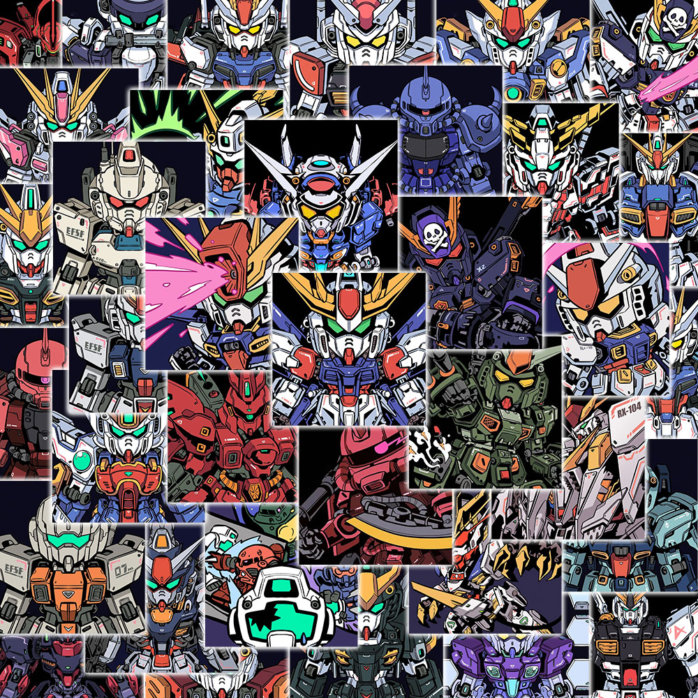 63 แผ่น Mecha Gundam หุ่นยนต์ pvc สติกเกอร์สําหรับถ้วยน้ําหนังสือเคสโทรศัพท์กระเป๋าเดินทางตกแต่ง