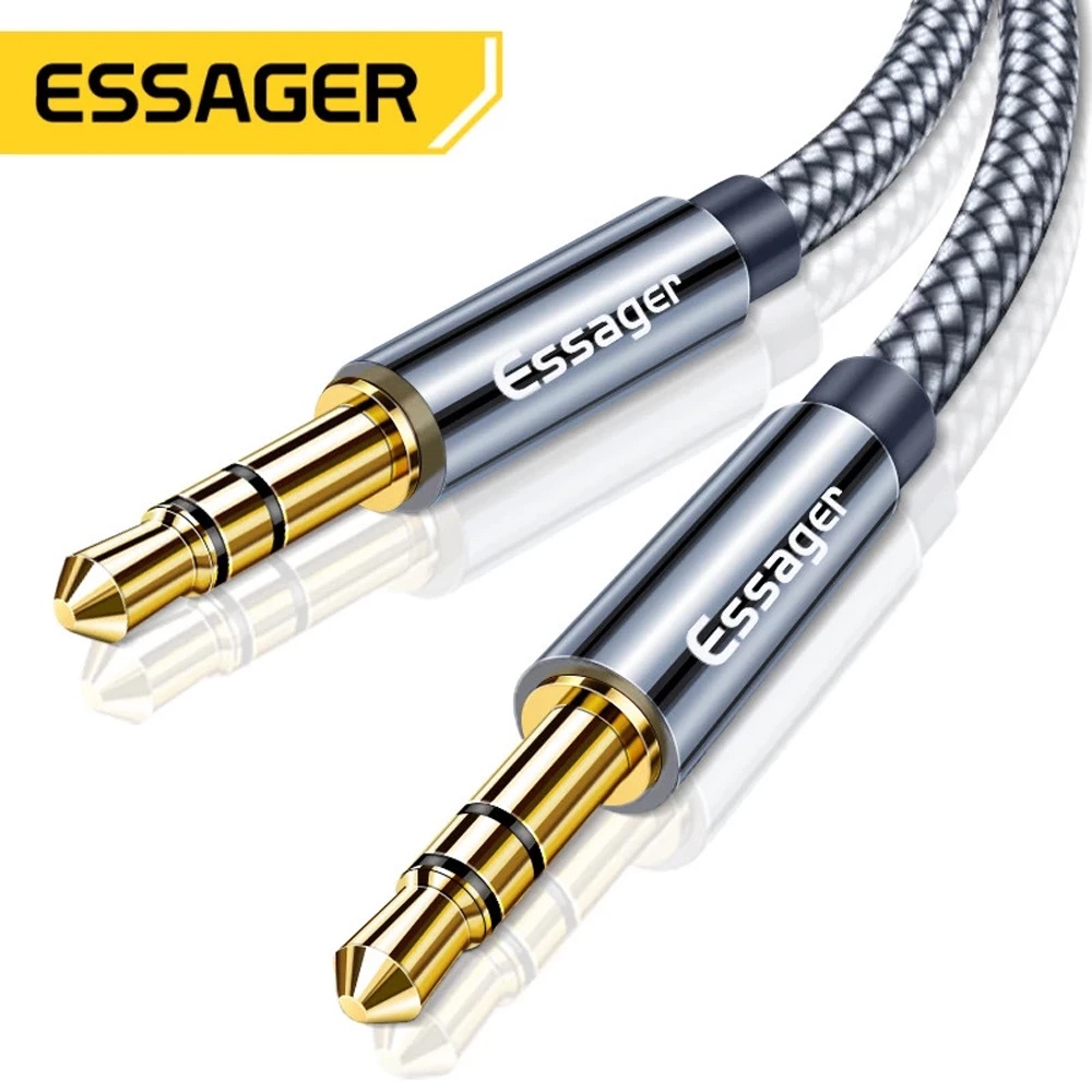 Essager 3.5 มม.ชายกับชาย Aux สายลําโพงแจ็คสายไฟสายสัญญาณเสียงสําหรับรถยนต์อะแดปเตอร์หูฟัง