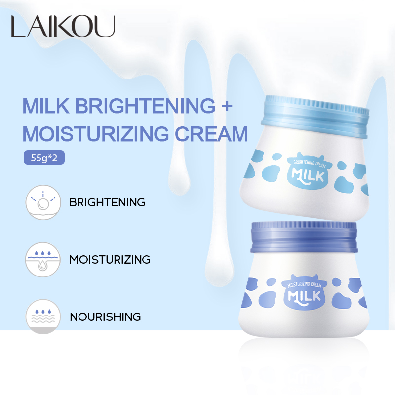 LAIKOU Milk Brightening Cream 55g + Moisturizing Cream 55gDeep Hydration /Whitening /Smoothing /For Day & Night