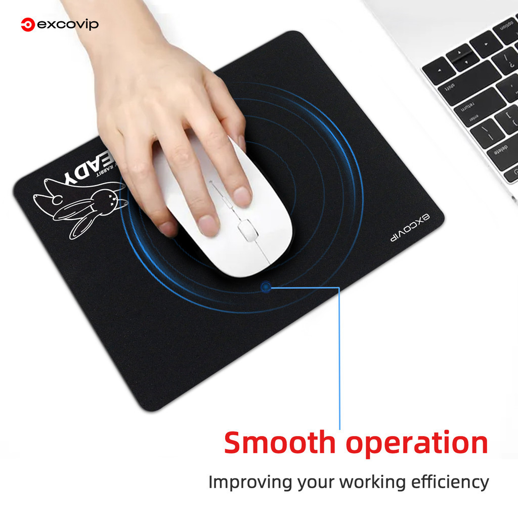 แผ่นรองเมาส์ EXCOVIP Lucky Rabbit สีดํา ยางกันลื่น ล้างทําความสะอาดได้ สะดวกสําหรับแล็ปท็อป สํานักงาน เกมมิ่ง - รูปที่ 2