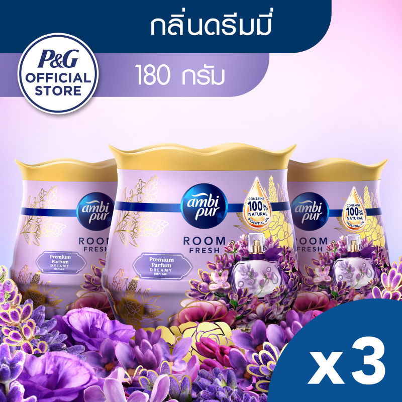 Ambi pur แอมบิเพอร์ เจล เฟรช Premium Parfum ดรีมมี่ 180 กรัม x3