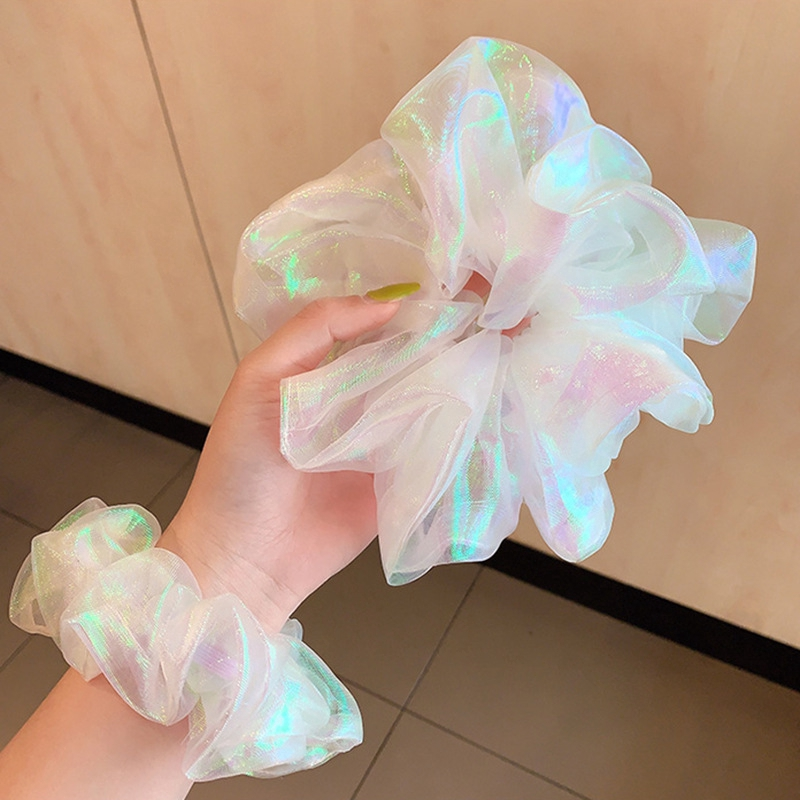 Super Fairy Ji Scrunchy แหวนเคลือบเงาสุทธิอุปกรณ์เสริมผม Fairy อุปกรณ์เสริมแหวนผมสด Simple ขายตรงยางรัด
