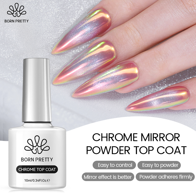Born PRETTY Mirror Powder Top Coat Functional Gel Nail Polish Base Top Coat เล็บเจล Soak Off Nail Art 10ml