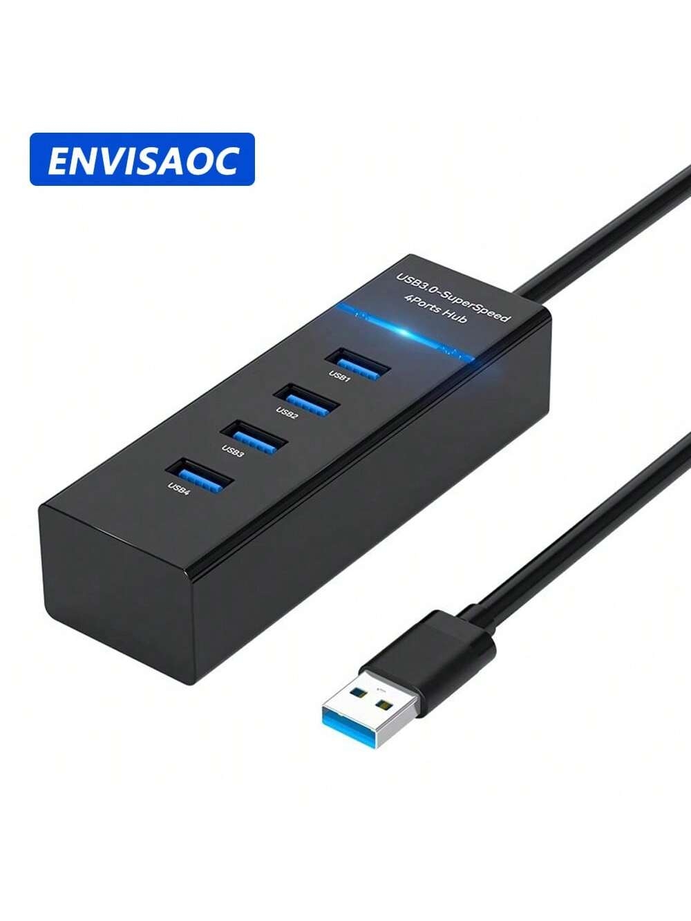 USB Splitter Hub 4 พอร์ต LED USB3.0 อะแดปเตอร์ Powered Charger OTG สําหรับแล็ปท็อปพีซี