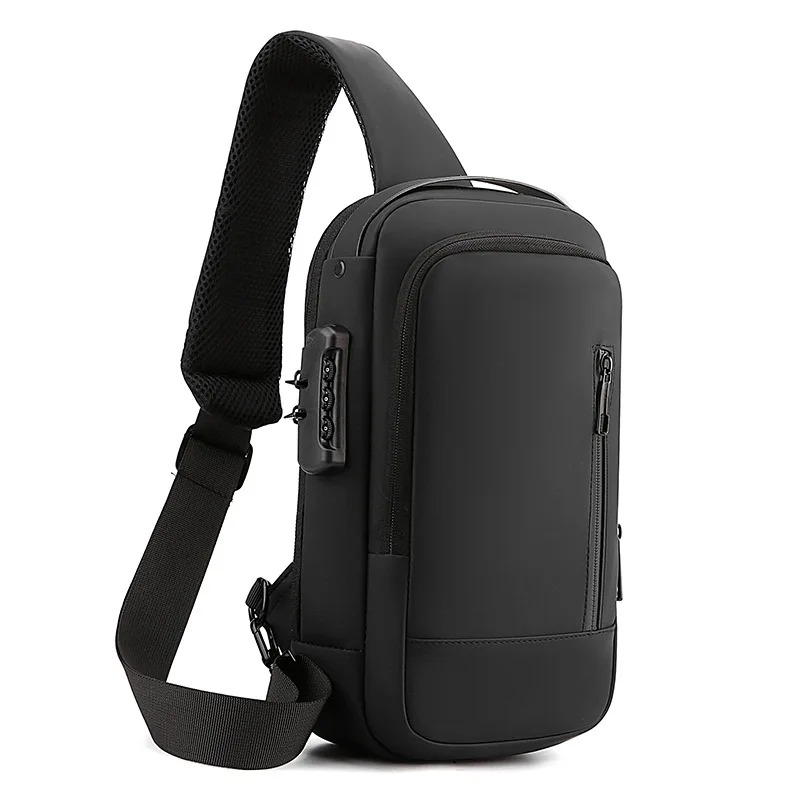 กระเป๋าสะพายไหล่ผู้ชายกันน้ํา Usb Crossbody Oxford bag Anti-Theft Sling bag กระเป๋าคาดหน้าอกสําหรับผู้ชาย
