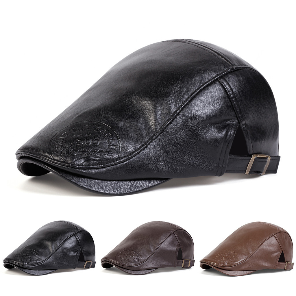 Unisex 1985 PU หนังปรับ Beret Trucker Newsboy หมวกฤดูใบไม้ผลิฤดูใบไม้ร่วงกลางแจ้งหมวกท่องเที่ยวอุปกรณ์เสริมสําหรับผู้หญิงผู้ชาย