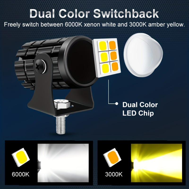 ไฟ นํา รถจักรยานยนต์2ชิ้นไฟขนาดเล็กสากล นํา ไฟภายนอกสีขาวและสีเหลืองไฟรถจักรยานยนต์สีคู่รถออฟโรด นํา ชุด - รูปที่ 4