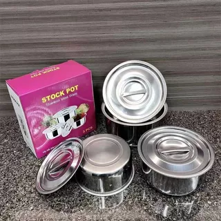 ชุดหม้อแขกสแตนเลส 3 ใบ ขนาด 16/18/20 ซม พร้อมฝา ใช้กับเตาแม่เหล็กไฟฟ้าได้