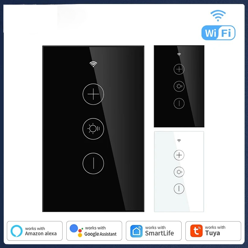 สวิตช์หรี่ไฟ WiFi สวิตช์หรี่ไฟมาตรฐาน US LED Touch Dimmer การควบคุมเสียงของ Smart Life