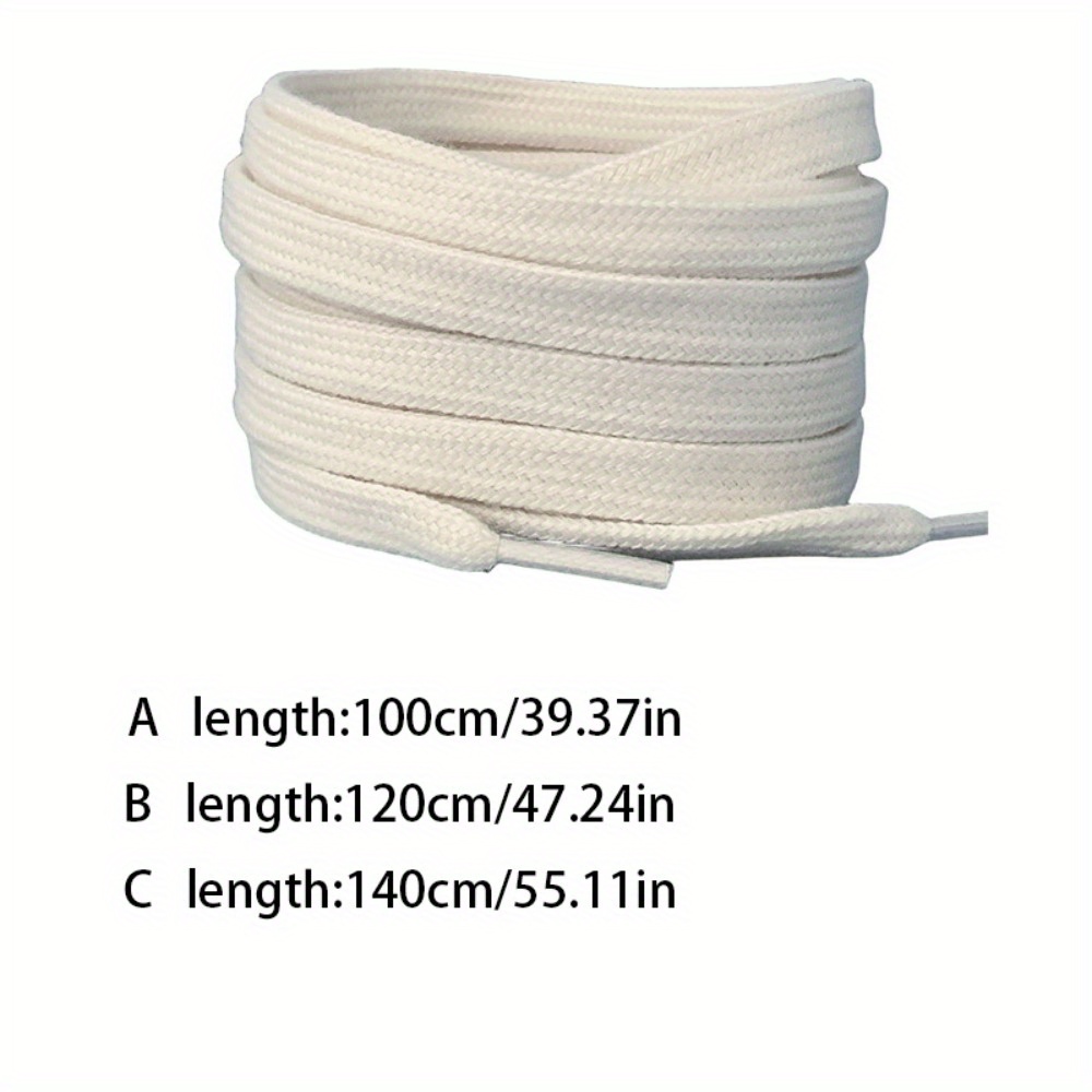 1 คู่ผ้าใบ Shoelaces แบนผ้าฝ้าย Laces สําหรับรองเท้าผ้าใบผู้ชายผู้หญิงสีขาว Beige