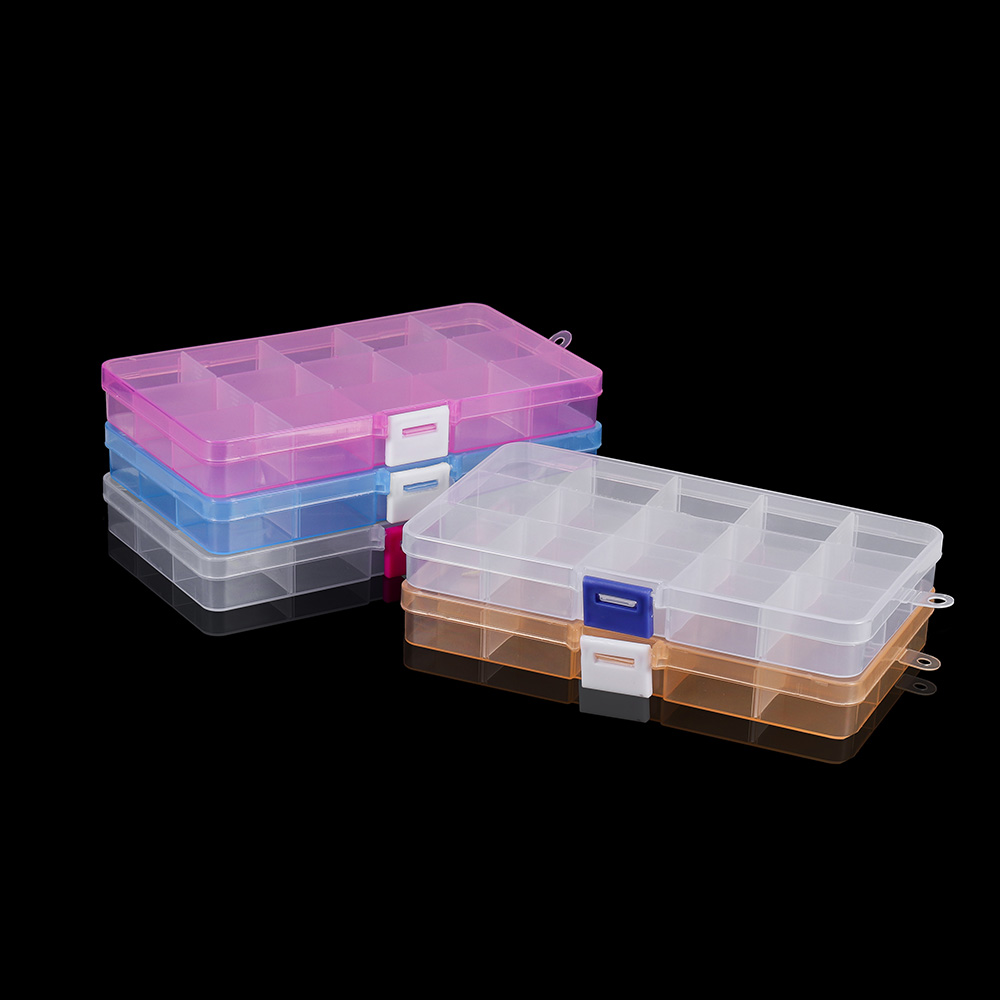 Kunkka 15 ช่อง Multi-Compartment ต่างหูสตั๊ด Tidy-up กล่องเก็บของกล่องพลาสติกใสกล่องเครื่องประดับกล่องเก็บลูกปัด