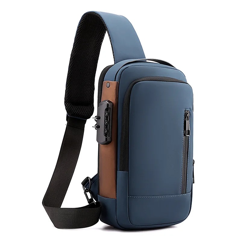 กระเป๋าสะพายไหล่ผู้ชายกันน้ํา Usb Crossbody Oxford bag Anti-Theft Sling bag กระเป๋าคาดหน้าอกสําหรับผู้ชาย