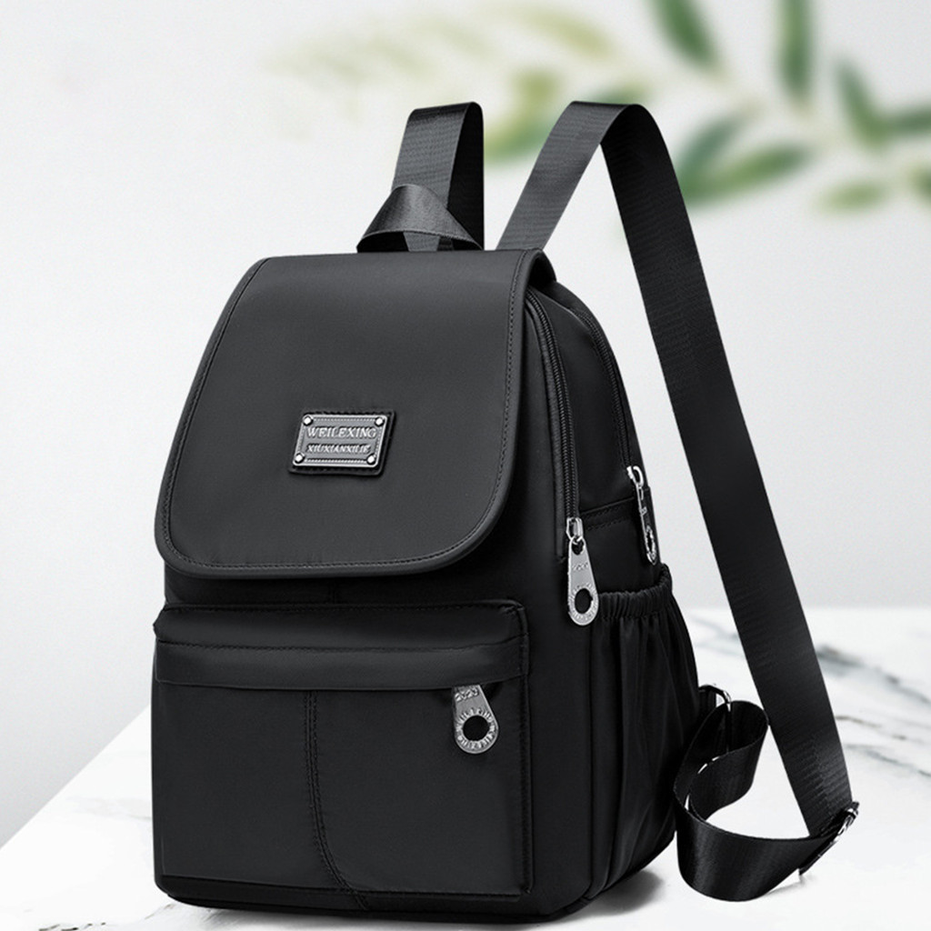 1 Pc Minimalist Casual ขนาดใหญ่ Capcity สีทึบ Oxford ซิปกระเป๋าเป้สะพายหลังสําหรับโรงเรียนสาว