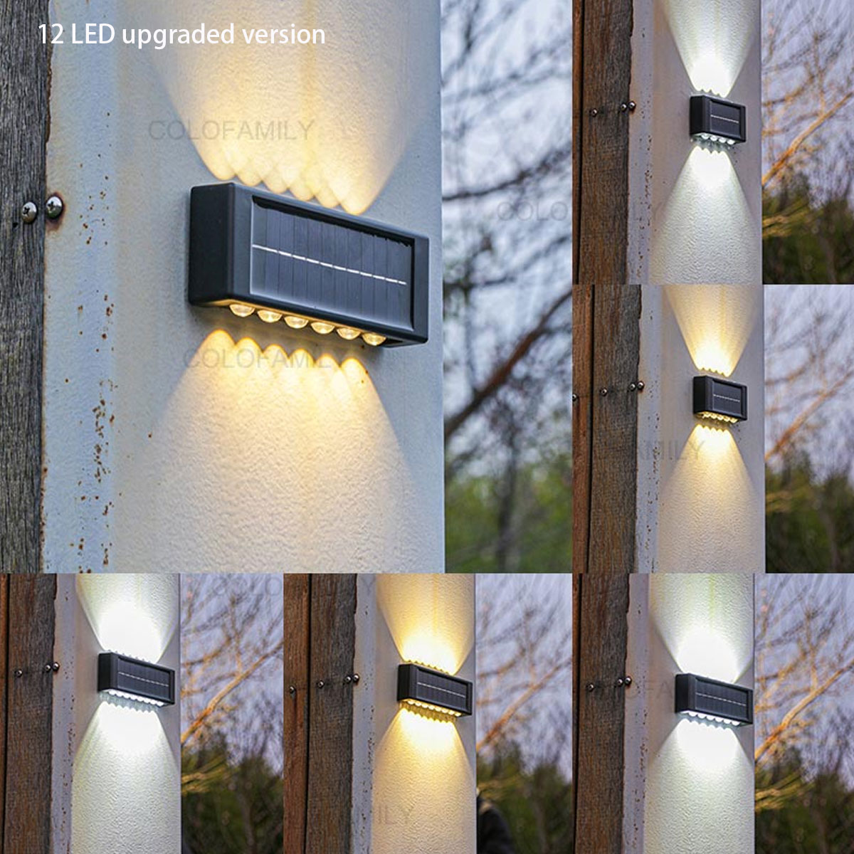 โคมไฟติดผนัง Led พลังงานแสงอาทิตย์ กันน้ํา สําหรับตกแต่งสวน กลางแจ้ง 2 4 6 8 10