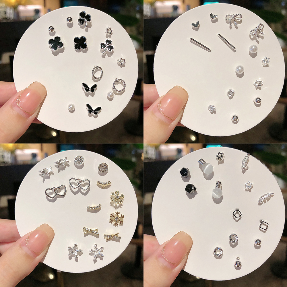 7 คู่ประณีตต่างหูรายสัปดาห์ชุดแฟชั่น Four Leaf Clover Bowknot Heart Rainbow Stud ต่างหูสําหรับผู้หญิง Hypoallergenic เครื่องประดับอุปกรณ์เสริม