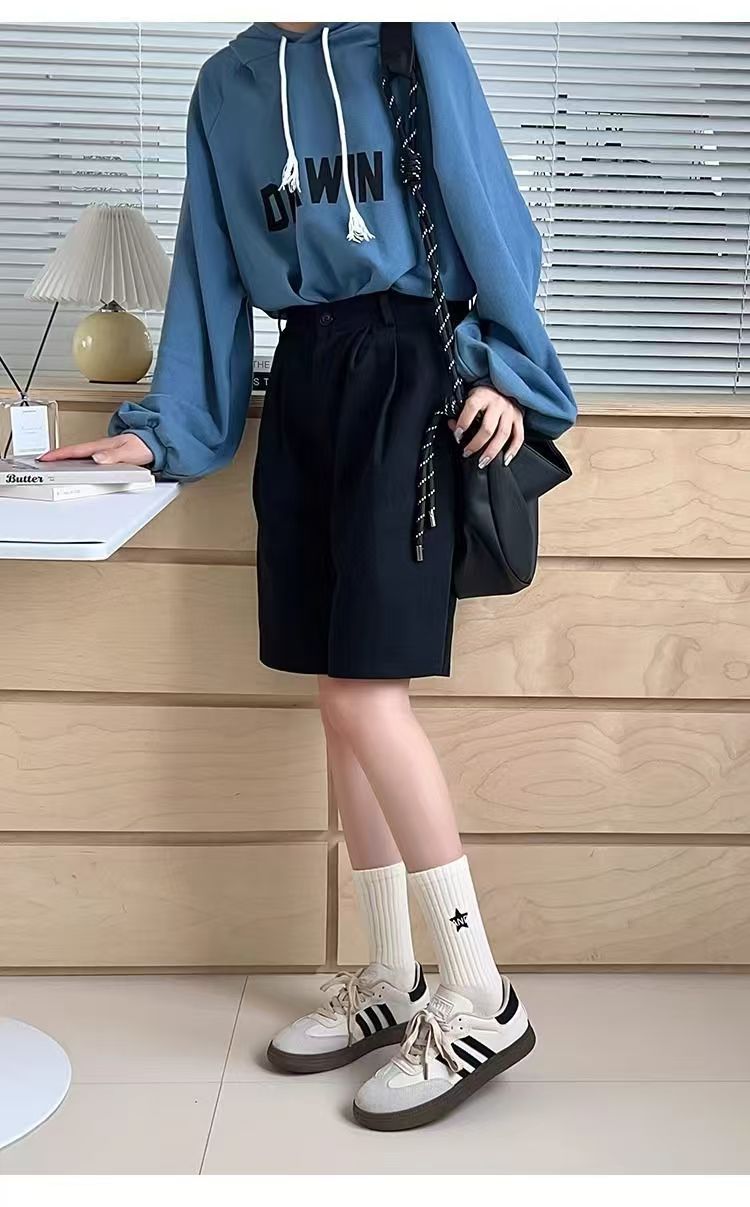 ถุงเท้าดาวลายทางสําหรับผู้หญิง (5 คู่)- ถุงเท้ากีฬาหนังลูกวัวกลางสไตล์เกาหลีระบายอากาศและป้องกันกลิ่นแฟชั่นสีดําและสีขาว เมดยาส - รูปที่ 5