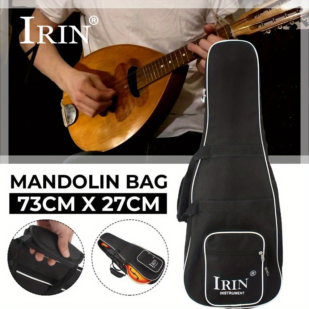 Irin MC30 Mandolin กระเป๋าสะพาย Gig กระเป๋าซิปคู่ทนทานกระเป๋าเป้สะพายหลังสีดําสําหรับ Mandolin