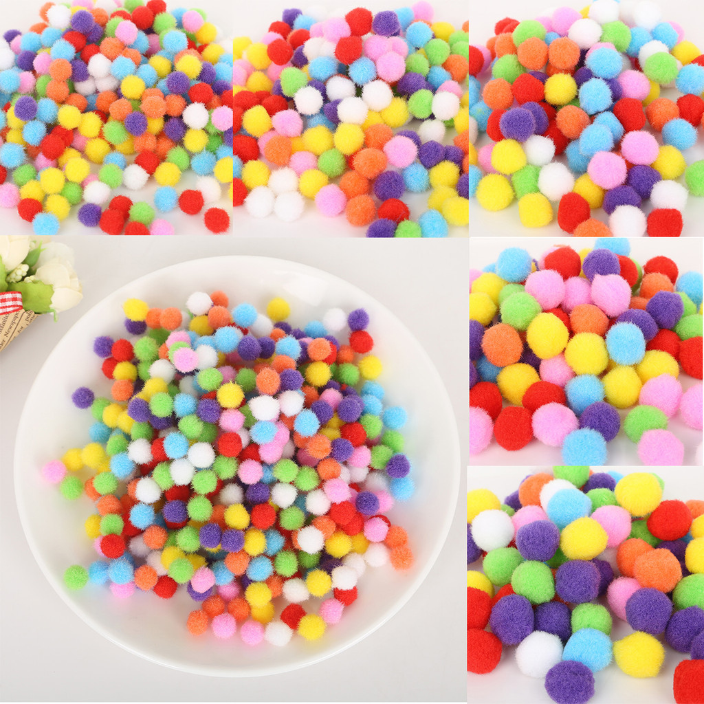 100-500pcs Pompoms Balls คละสี Pompoms สําหรับเด็กหัตถกรรมทํา Hobby Supplies DIY Garment Handcraft