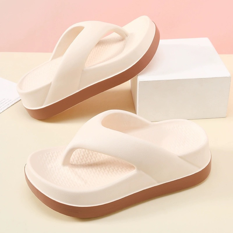 Flip-flopsของผู้หญิงสวมใส่ด้านนอกเพิ่มความสูงslimmerดูก้าวอึรู้สึกหนาsoled Beach Out
