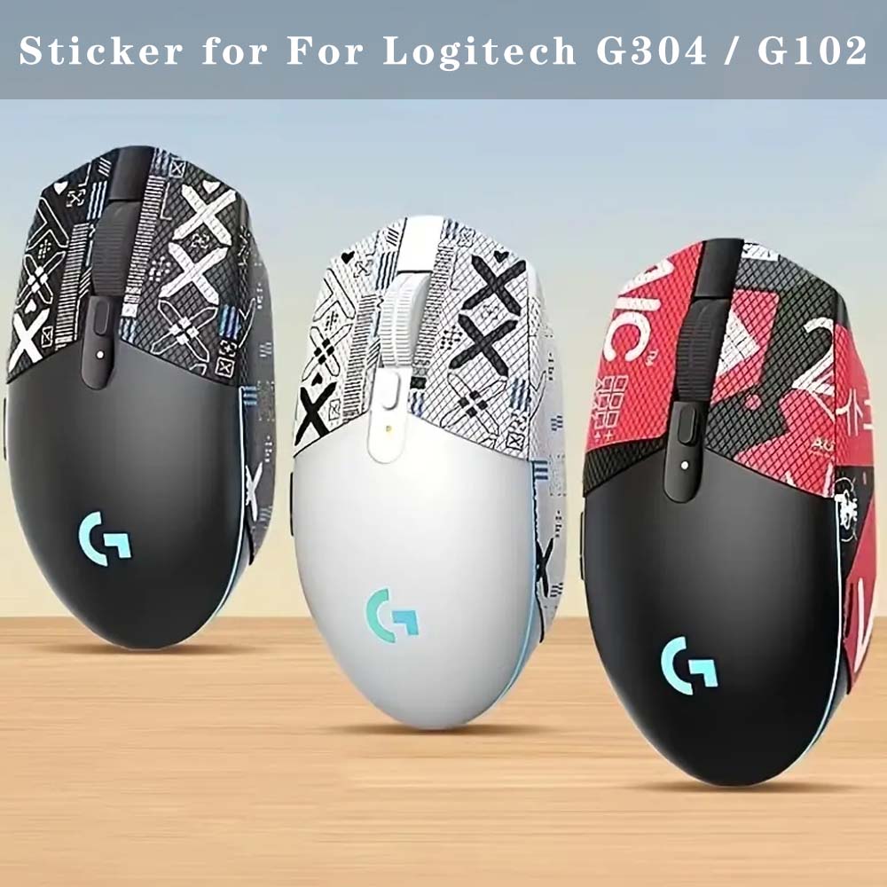 เทปกันลื่นสำหรับ Logitech G304/G102 เมาส์ สติ๊กเกอร์ป้องกันการลื่น สวมใส่ทนทาน ดูดซับเหงื่อ นุ่มและไม่เหนียว