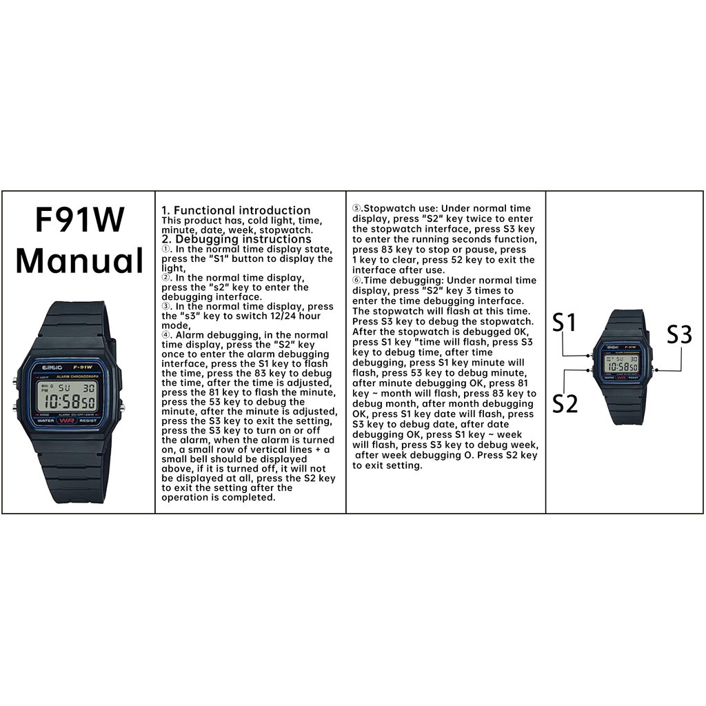Casio Classic F91W-1 นาฬิกาข้อมือดิจิทัล พร้อมสายเรซิน กันน้ํา สีดํา สําหรับเล่นกีฬา