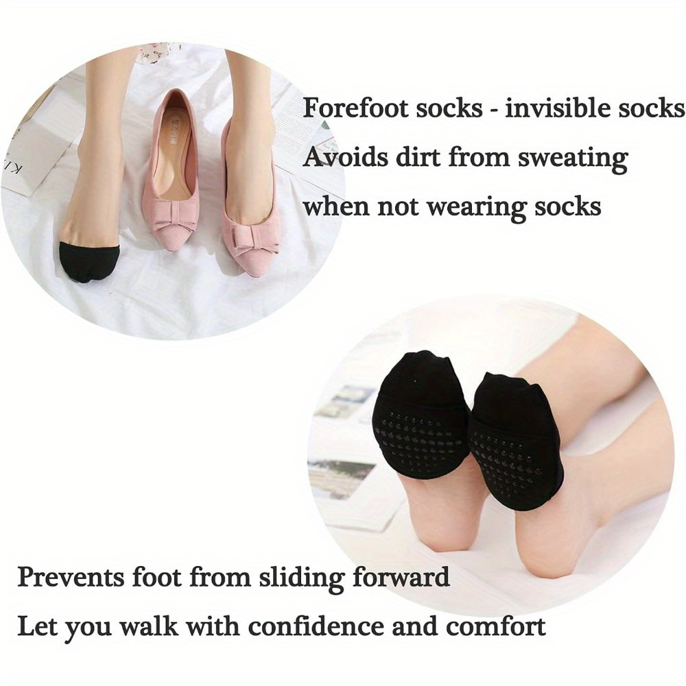 1 คู่/2 คู่ Half-Palm Pad รองเท้าส้นสูง Shock-Absorbing Foot Pad All-Match ที่มองไม่เห็น Ped ถุงเท้าผู้หญิงเท้า Anti-Slip ถุงเท้าไม่มีรอยต่อ Toe ถุงเท้า Forefoot ครึ่งถุงเท้า